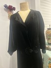 Original Antique Silk Velvet Long Coat With Decorative Rosettes At Waist