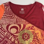Cirque Du Soleil Top Women s Size Xl Red Orange Mixed Print Gold Foil Boho Artsy
