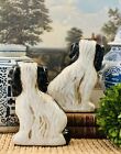 Pair Of Vintage Staffordshire Style King Charles Spaniel Dogs W  Flower Baskets