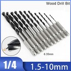 1 5mm-10mm Brad Point Wood Drill Bit Set Hss Woodworking Hex Shank Twist Bits