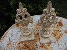 One Pair Vintage Decorative Swirl 9  Cast Iron Fence Post Finial  set Of 2 