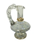 Egyptian Style Hand Blown Art Glass Bottle Cruet Candlestick Set Gold Accent 3pc