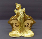 Stunning Art Nouveau jugendstil Mixed Metal Figural Letter Rack W maiden