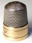Antique Simons Bros  Gold Band Sterling Silver Thimble      lrw    Monogram  C1920s