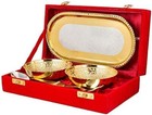 Luxury Gold   Silver Engraved Bowl Set - Decorative Gift Box