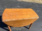 Antique Primitive 19th C  Farmhouse Round Drop-leaf Kitchen Table