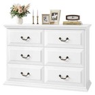 6 Drawer Horizontal Wood Dressers Chest For Bedroom  Contemporary Storage Cabine
