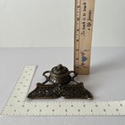 Vintage Ornate Brass Art Nouveau Inkwell Italy Writing Desk Decor Steampunk