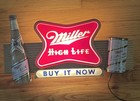Vintage 1950   s Miller High Life Beer Bottle   12oz Flat Top Can Bar Light Sign 