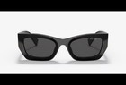 Miu Miu Mu09ws 09ws 53mm Black Gold Logo Runway Rectangular Cat Eye Sunglasses