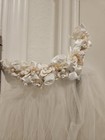 Vintage White Cathedral Tulle Wedding Veil Netting W Floral Pearl Comb Headpiece