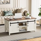 47 2in Lift Top Coffee Table W  Sliding Barn Door   Hidden Storage  Center Table