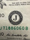 2013 Series  1  Wet Ink Error  Note   8   J71886060b  Uncirculated   Used 