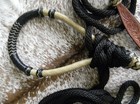 Natural Rawhide Bosal With Black Nylon Mecate With Hair Tassel Bitless Hackamore