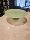 Vintage Hobnail Jadeite Pedestal Cake Stand Plate 13  Mid Century Decor Serving
