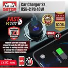 Usb-c Pd Car Charger 40w 3 1a Fast Charge Dual 2 Port Adapter For Samsung Iphone