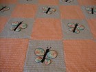 Afghan   Butterfly Afghan Hand Crocheted Peach Multicolored 62 X 47
