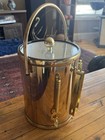 Vtg Hollywood Regency Metallic Gold Ice Bucket W heavy Brass Barrage