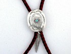 Navajo Southwest Turquoise Cab 2 1 2 Inch Sterling Silver Bolo Tie Tip Feather