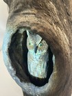 Hand Carved Wooden Owl In Wood 9    Branch Folk Art Rustic Nature Sculpture Vgc