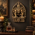Gargoyle King Wall Sculpture Gothic Crowned Statue Fleur De Lis Medieval Decor