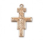 San Damiano Gold Plated Sterling Silver Crucifix Medal Necklace  18  Chain Boxed