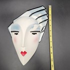 Vitg 80 s Ceramic Art Mask Wall Art Deco Style Glazed Blue Eyeshadow Red Lips 