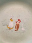 Antique Mint Enamel Child Round Bowl dish Goose Duck Pastel Primative