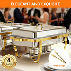 Chafing Dish Buffet Set  11qt 4 Pack Gold Chafing Dishes For Buffet With 4