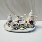 Vintage Mini Porcelain Tea Set Purple Floral Morning Glory Ceramic Children Toy