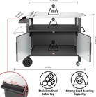 Food Cart With Large Storage Cabinets  Portable Outdoor Barbecue Grill