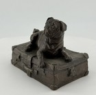 Heredities Jean Spouse Pug Dog Cold Cast Bronze Sculpture On Suitcase England