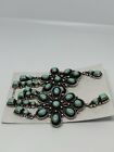 Native American Large Sterling Silver Navajo Turquoise Dangle Earrings Signed