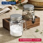 Mason Jar Salt And Pepper Shakers - Vintage Glass Condiment Dispenser Set With W