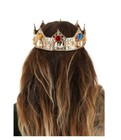 Gold Crown - King Queen - Round Gems - Costume Accessories - One Size