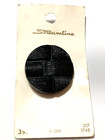 Vtg Streamline Plastic Buttons Extra Large Black Woven Shank 1-3 8  New On Card