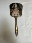Vintage Gold Tone Hand Mirror Tudor Lady Portrait Vanity Mirror Ornate Handle
