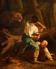 After Charles Verlat - 19th Century Oil  Battle Of Life And Death