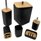 6pcs Bathroom Accessory Set  Black Bathroom Sets With Trash Can   Soap Dispen   