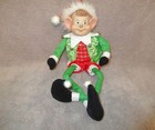 Christmas Pixie Elf Doll Knee Hugger Shelf Sitter Impish Face Kitschy Whimsy 21 