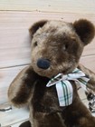 Super Soft Dan Dee 14    Plush Brown Teddy Bear W  Plaid Bow Super Nice 