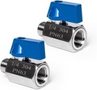 2 Pack 1 4  Mini Ball Valve  304 Stainless Steel Valve Npt Female X Male Thre   