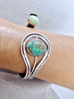 Vintage Navajo Sterling Silver Turquoise Hand Made Cuff Bracelet Native American