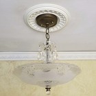284a Antique Vintage 30 s 40 s Ceiling Light Lamp Fixture Glass Shade Chandelier