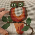 Vintage Canvas Owl 10x 12    Needlepoint Latch Hook 