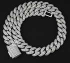 20mm Silver Vvs Moissanite Baguette Cut  Authentic Cuban Link Chain