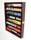 Ho Scale Model Train Display Case Lockable Collection Shelf Cabinet Cherry Wood