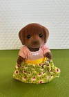 Vintage Sylvanian Families Chocolate Labrador Family 4pc - 100  Original Outfits