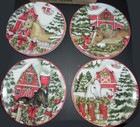 4 Certified International Homestead Christmas 9 In  Earthenware Dessert Plates