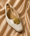 Vintage Women Gold Tone Geometric Cross Shoe Clips Pair Statement 1980s